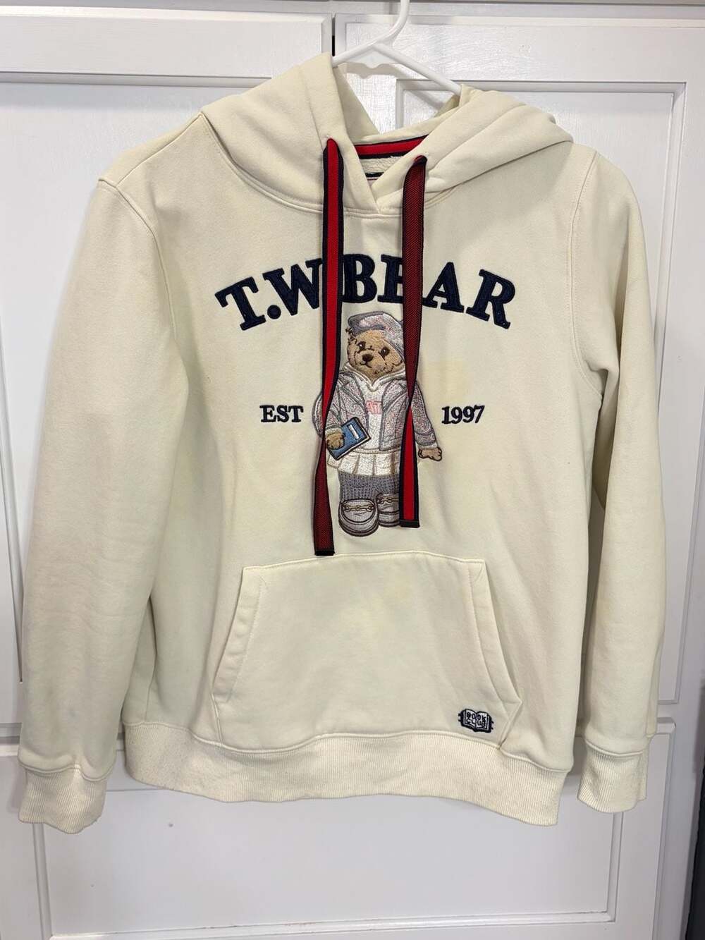 Teenie Weenie T.W Bear Hoodie Women’s M Cream Embroidered Preppy Sweatshirt